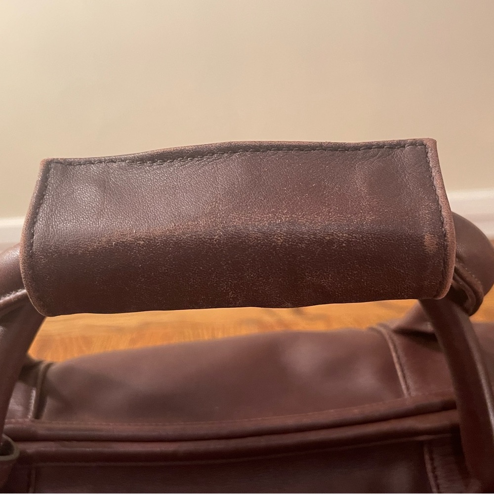 Vintage COACH Chocolate Brown Leather Cabin Weekender Duffel Travel Shoulder Bag - Picture 7 of 15